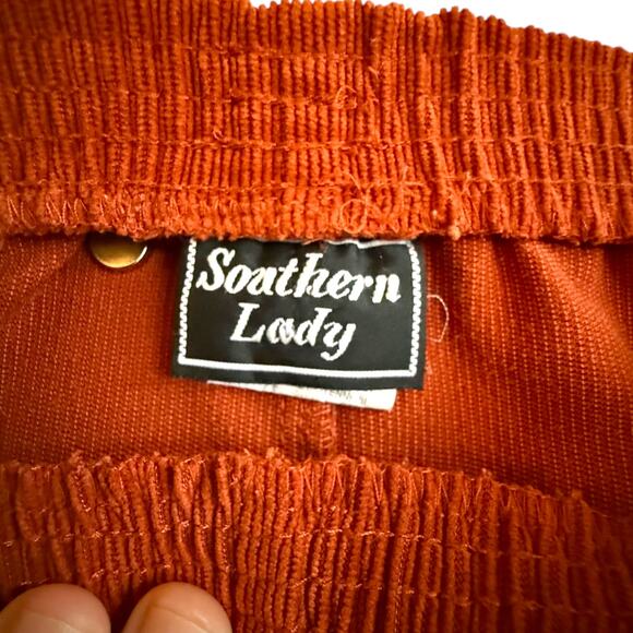 Southern Lady 70's Vintage Burnt Orange Corduroy Pants Womens 14 Elastic Waist - Picture 5 of 6